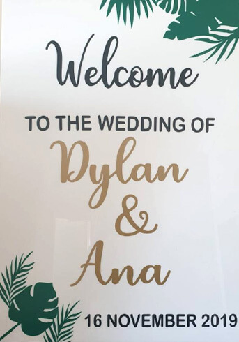 Welcome wedding sign HIRE $50